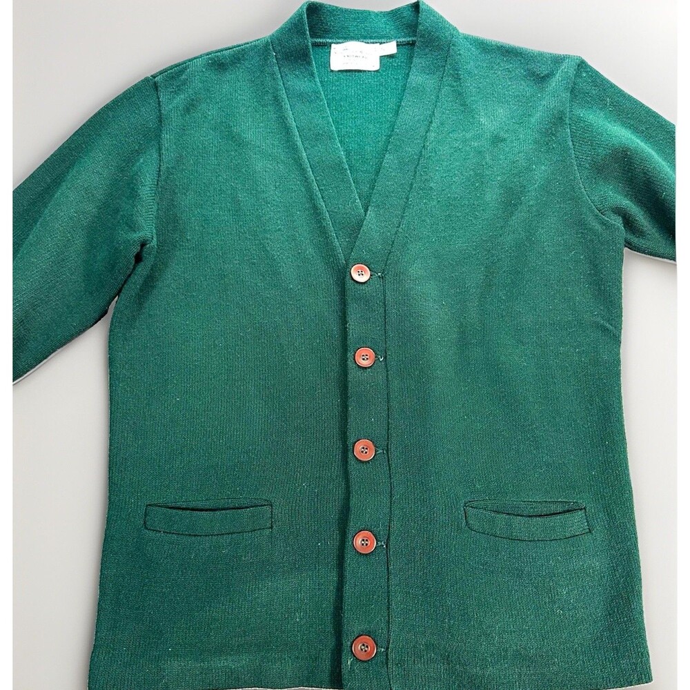 Vintage Shannon & Johnson Knitwear Cardigan Sweater Small Green Made in USA